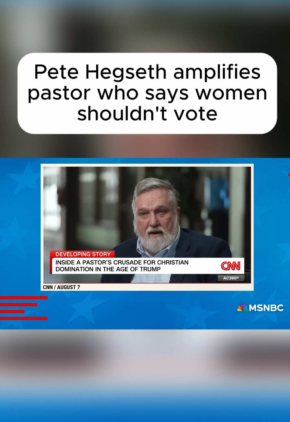Secretary of Defense Pete Hegseth posted a video to social media featuring his pastor, Doug Wilson, sharing his views on women… #petehegseth #news 