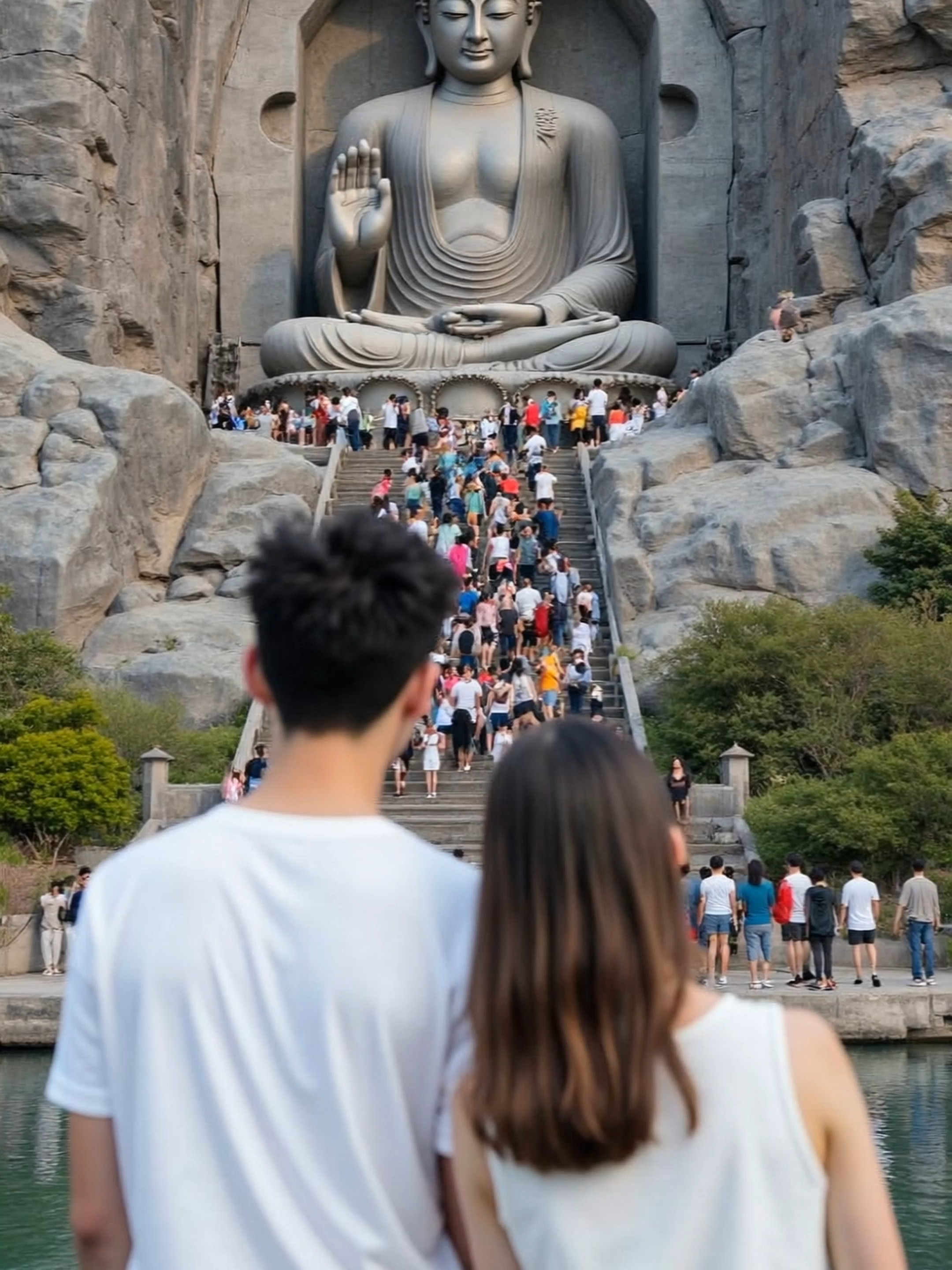 大佛前的集体祈祷，地动山摇，佛像倒塌！ #Buddha #prayer #Buddhism #culture #religion #ceremony