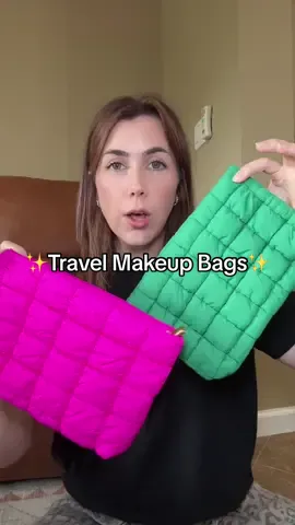 These quilted puffer makeup/clutch bags are so cute! #makeupbag #travelbag #clutch #quiltedbag #travelmusthaves 