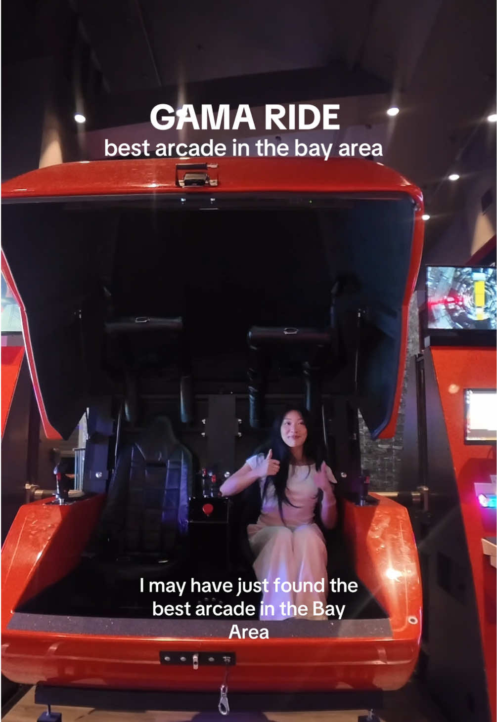 Ken was whippin it on the 4D rides 🥴 📍@gamaridee  #gamaride #barcade #bayareaactivities #sfbucketlist #bayareaarcade 