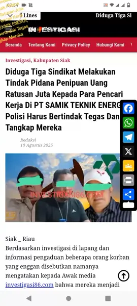 Diduga Tiga Sindikat Melakukan Tindak Pidana Penipuan Uang Ratusan Juta Kepada Para Pencari Kerja Di PT SAMIK TEKNIK ENERGI, Polisi Harus Bertindak Tegas Dan Tangkap Mereka @Prabowo Subianto @Div Propam Polri @Herry Heryawan @Humas Polda Riau @Dirreskrimum Polda Riau @MABES TNI  #presidenrepublikindonesia #kapolri #bareskrimmabespolri #prabowosubianto #propampoldariau 