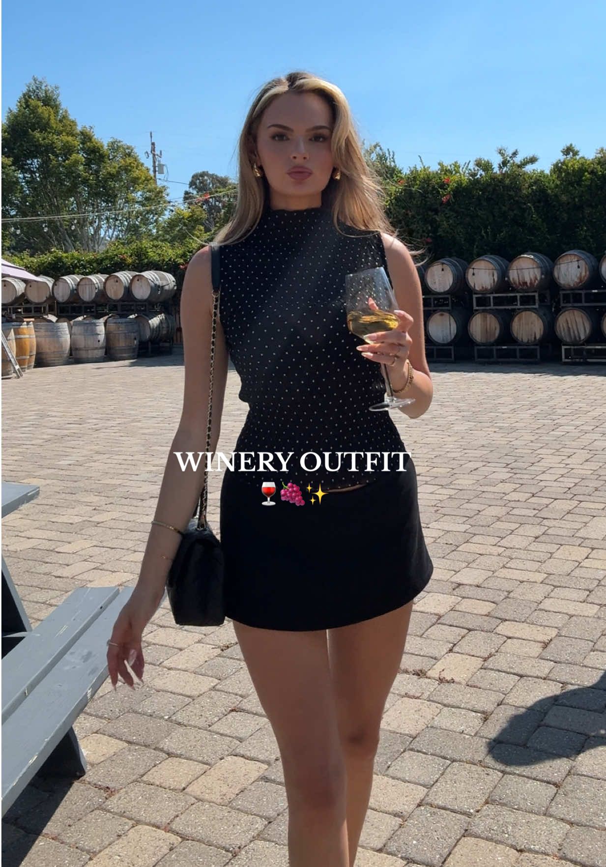 Polka dots > 🖤  #wineryoutfits #summeroutfitinspo #winetastingoutfit #classyoutfit #outfitinspo 
