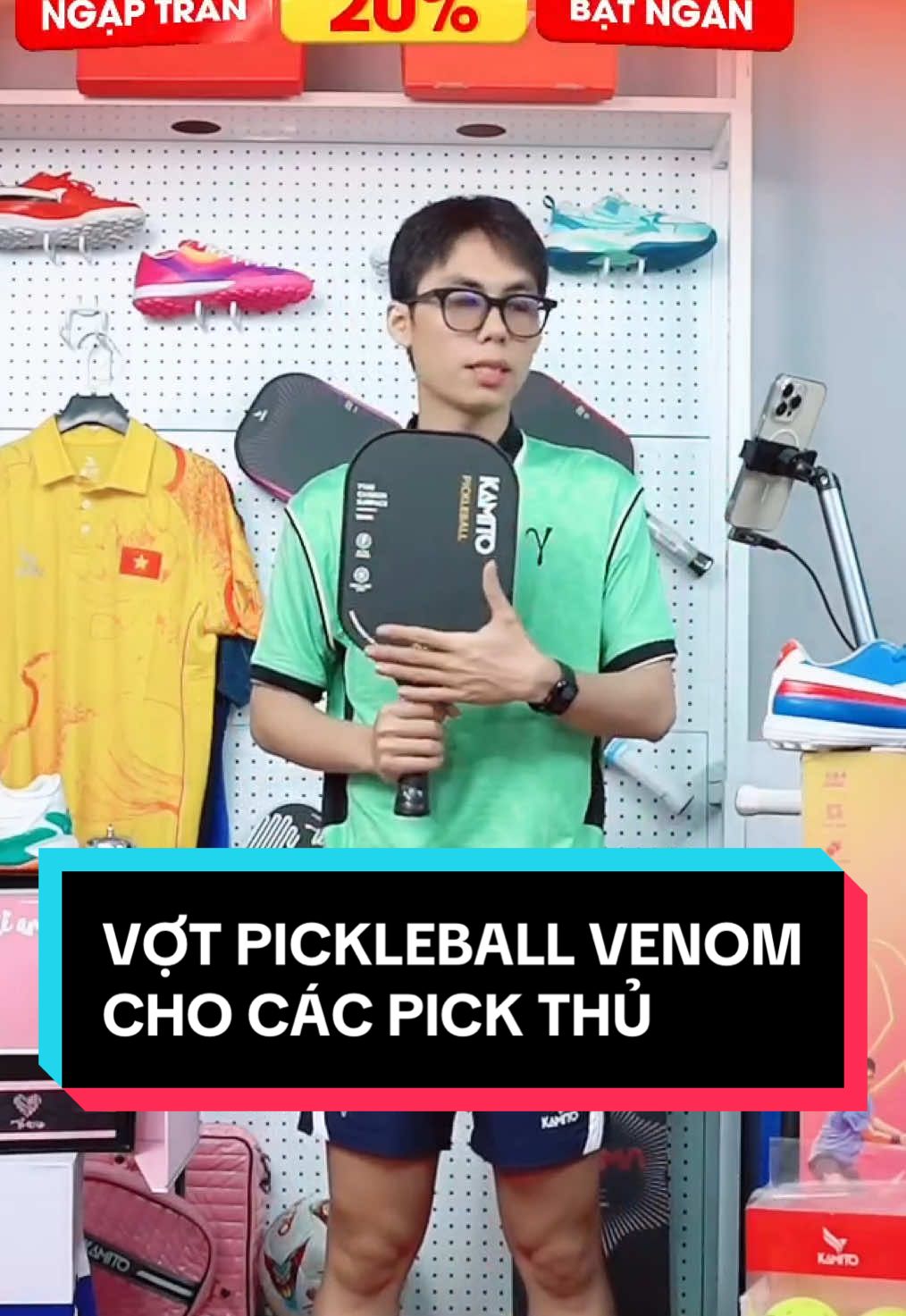 Anh em pick thủ lối chơi tấn công và cần tìm 1 cây vợt tầm giá hợp lý và vẫn đủ hỗ trợ các pha đánh thì tham khảo ngay cây vợt pickleball Venom này nhé #kamito #pickleball #votpickleball #venom 
