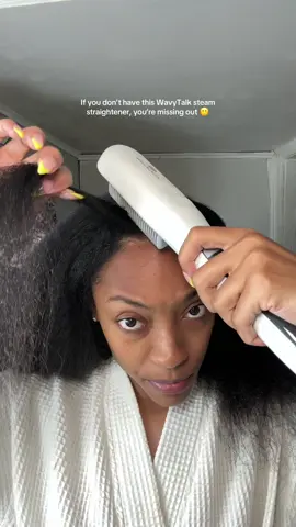 How much more convincing do ya need 😅  @wavytalkofficial #steamstraightener #wavytalk #steambrush #silkpress #blowout 