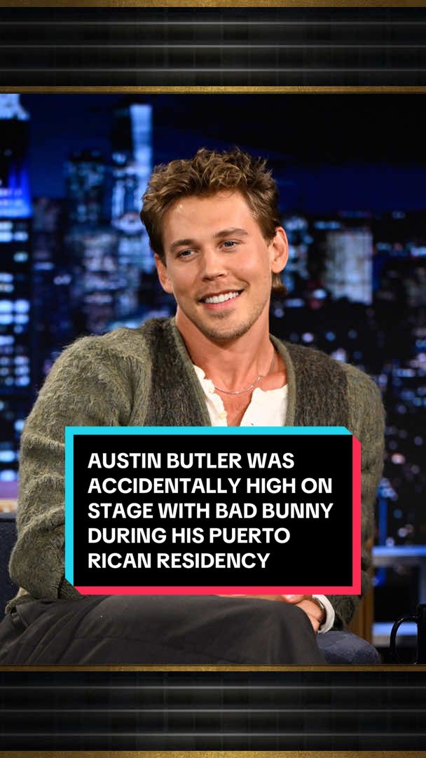 Austin Butler was accidentally high on stage with @Bad Bunny during his Puerto Rican residency No me quiero ir de aquí 😭 #FallonTonight #TonightShow #AustinButler #BadBunny #PuertoRico 