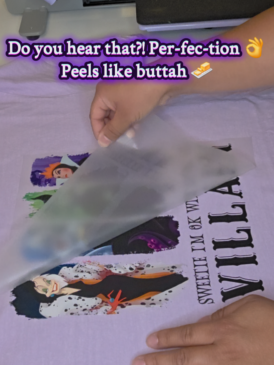 Press a t-shirt for the first time with me! 😍😍😍 I absolutely love how it turned out!!! ❤️ Graphic is crystal clear and peels like butter!!! #dtf #tshirt #heatpress #villain  #SmallBusiness