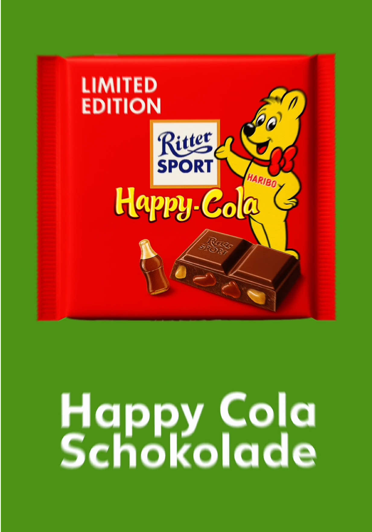 OMG!! 😳 @rittersport_de und Haribo machen einfach eine Kollaboration und bringen ein GEMEINSAMES Produkt auf den Markt!! 🤩 Meint ihr, es wird die Goldbären-Tafel?! 🍫 🐻 Geschmacklich ist das auf jeden Fall schon eine 10/10! 🚀 Im nächsten Video testen wir Happy Cola x Ritter Sport. 🤤 Welche Kreation würdest DU gerne probieren?! 