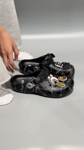 CLEANEST SLIDES EVER🖤 #bape #crocs #bathingape #fyppppppppppppppppppppppp #trend #outfit #pov 