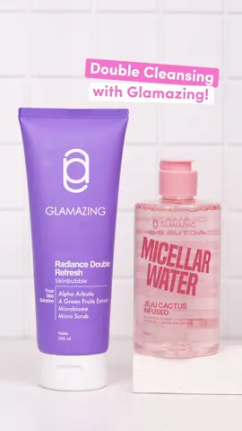 Double Cleansing itu penting Glamz!👀 Setelah seharian beraktivitas, kulit wajah harus dibersihkan dari sisa make up dan kotoran agar tetap fresh💖 Jangan lupa Double Cleansing Glamz! #Glamazing #SkincareLokalRasaKorea #DoubleCleansing 