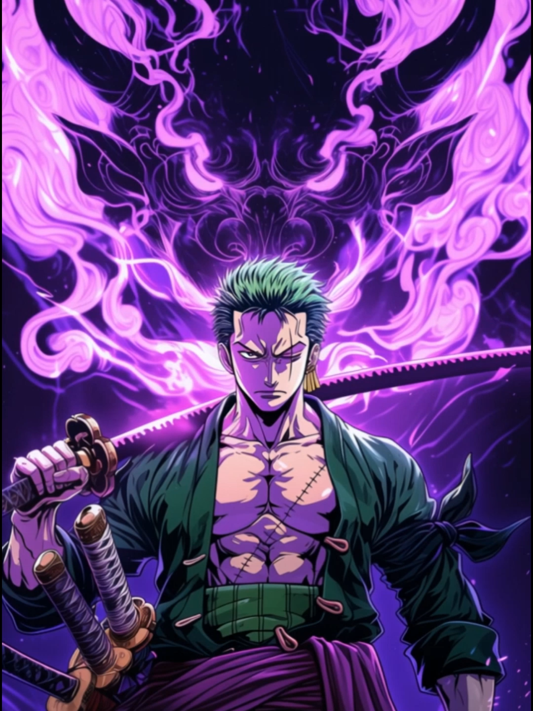 Live Wallpaper ｜Dominant Entrance ⚔️ Zoro 『Sword Oni · Purple Flames of the Dead 💀』. 😀Follow to get the HD Wallpaper for free. #wallpaper #wallpapers #phonewallpaper #livewallpaper #phonewallpaper #iphonewallpaper #onepiece #Zoro