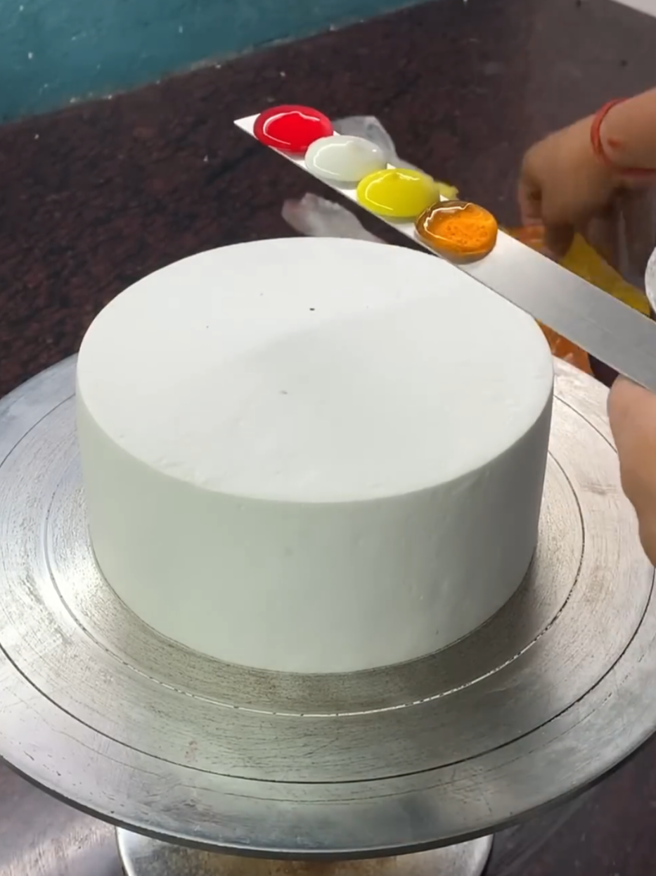 Rainbow Vanilla Natural Glaze Use Cake #cakeartist #vanillacake #fyp #foryoupage #cakedecorating 
