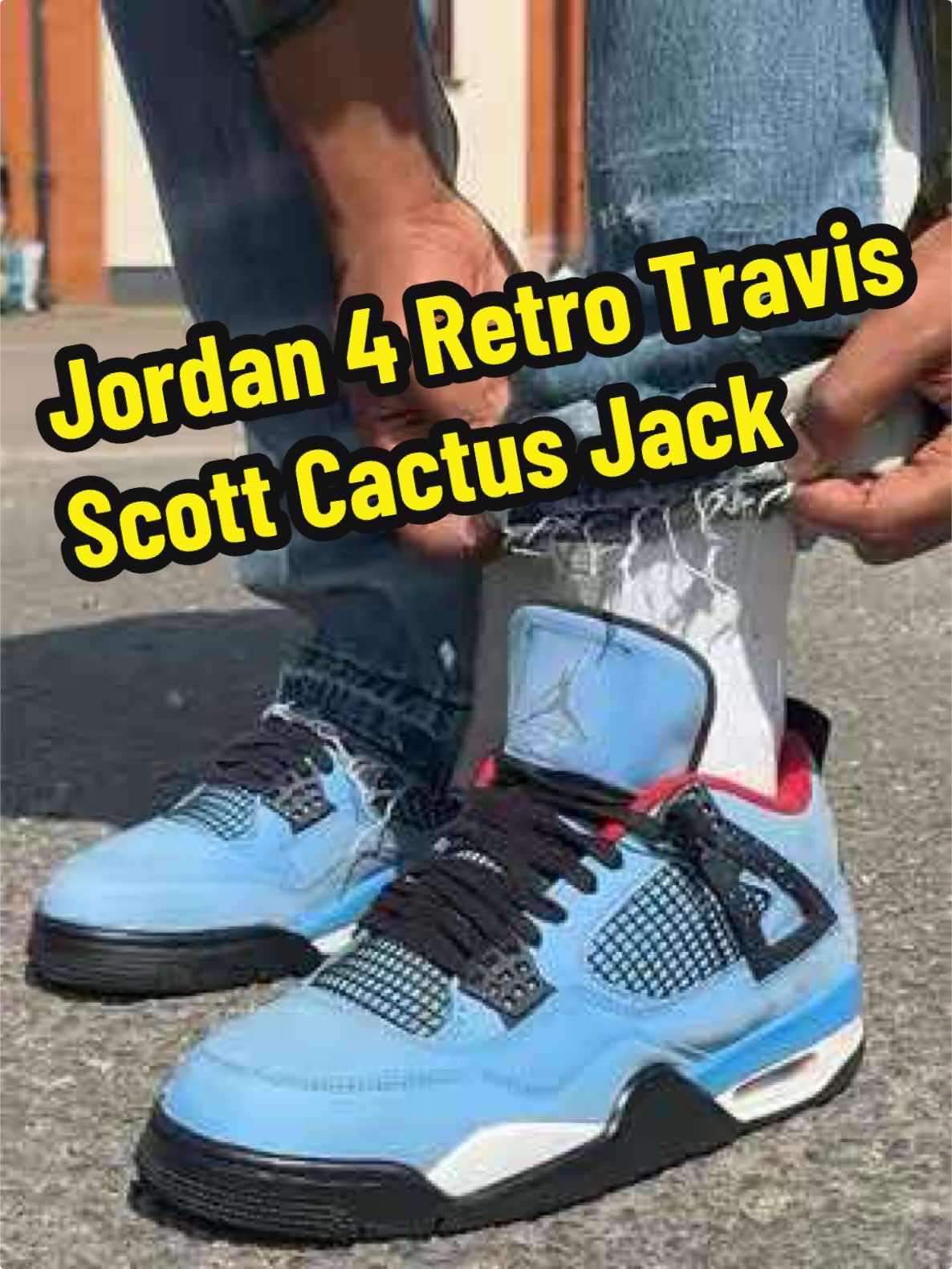 Jordan 4 Retro Travis Scott Cactus Jack 🌵 The Travis Scott Air Jordan 4 ‘Cactus Jack’ brings La Flame energy to a timeless silhouette 🏜️ Inspired by the colours of Scott’s hometown football team 🏈, the upper comes in premium light blue suede with black accents, red lining and subtle paint-splatter detailing. Cactus Jack branding on the heel completes the look.  Dropped in June 2018, this pair blends heritage with Travis’ unmistakable style 🔥 #travisscott #cactusjack #jackboys #sneakerhead #sneakeraddict 