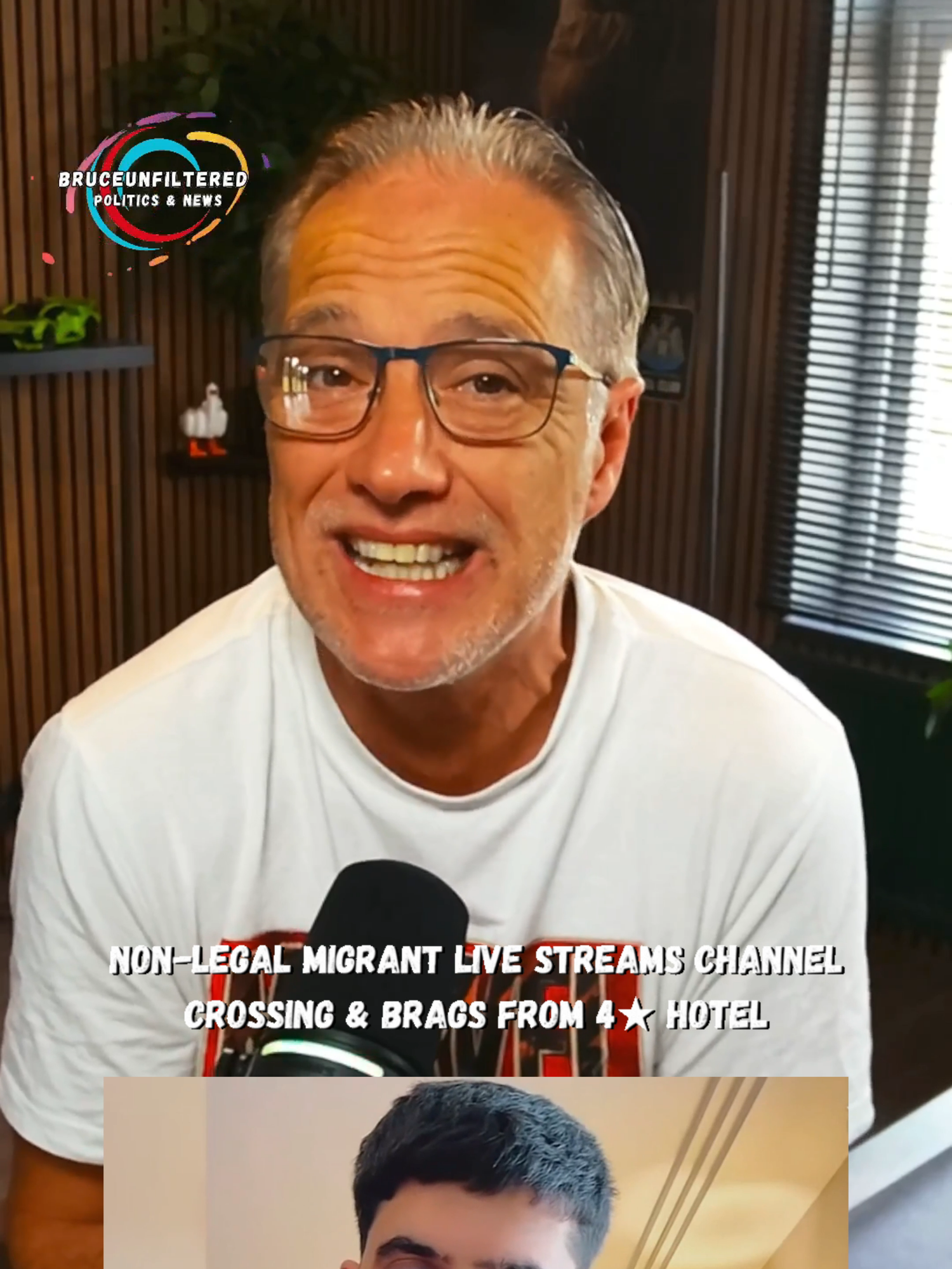 Non-Legal migrant LIVE STREAMS Channel crossing & brags from 4★ hotel. #opinions #debates #bruceunfiltered #politics #news