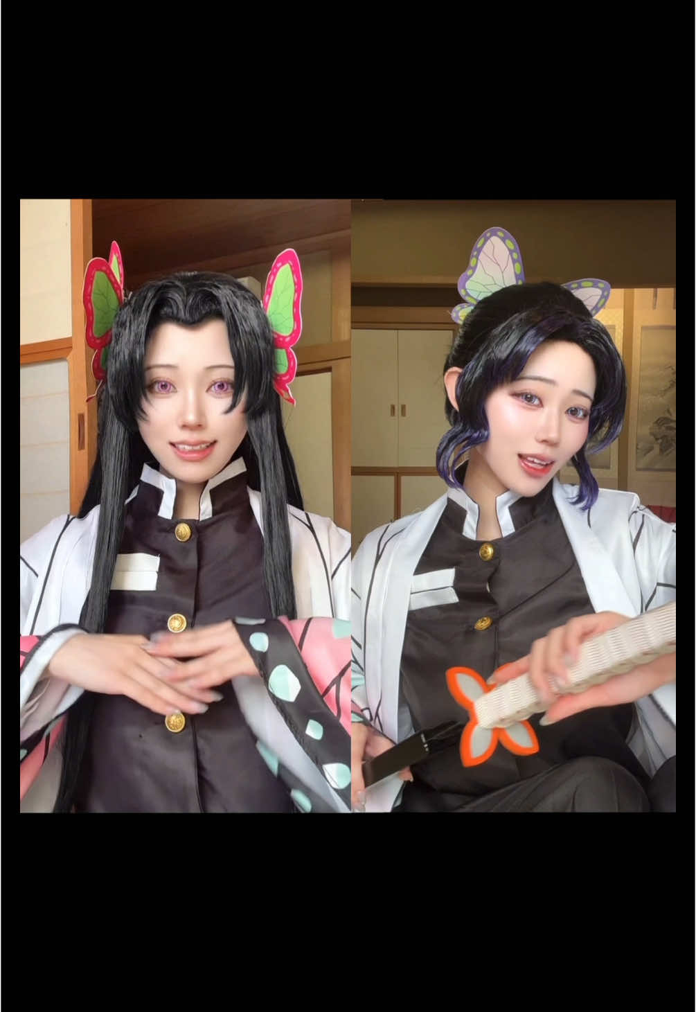 一人二役で胡蝶姉妹演じてみた🦋どっち派ですか？ #胡蝶しのぶコスプレ #demonslayercosplay #鬼滅の刃コスプレ #胡蝶カナエコスプレ 