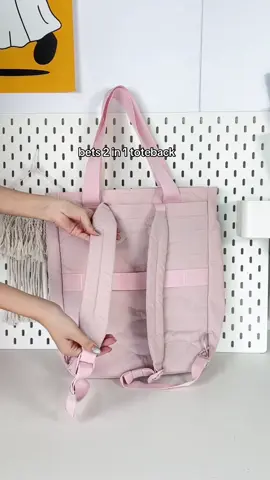 My best 2 in 1  tote backpack 🎀#bagsmart #whatsinmybag #2in1 #totebag#totebackpack #pack#packingorders #fyp 