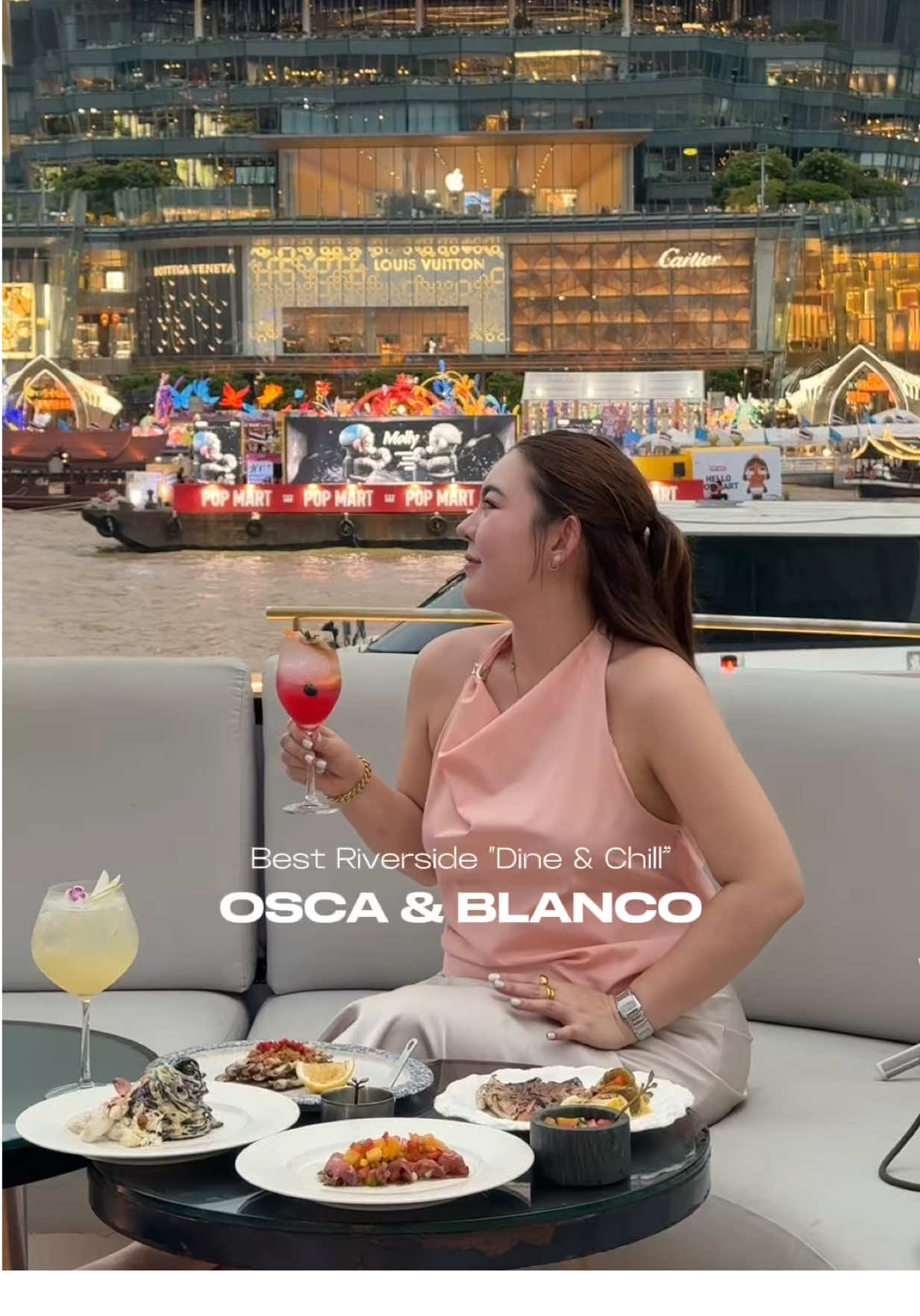 Best Riverside Dine & Chill ✨🥂🌅 at OSCA & BLANCO #OscaandBlanco #BangrakRiverview #ร้านดินเนอร์กรุงเทพ #Restaurant #ร้านอาหาร #tiktokพากิน