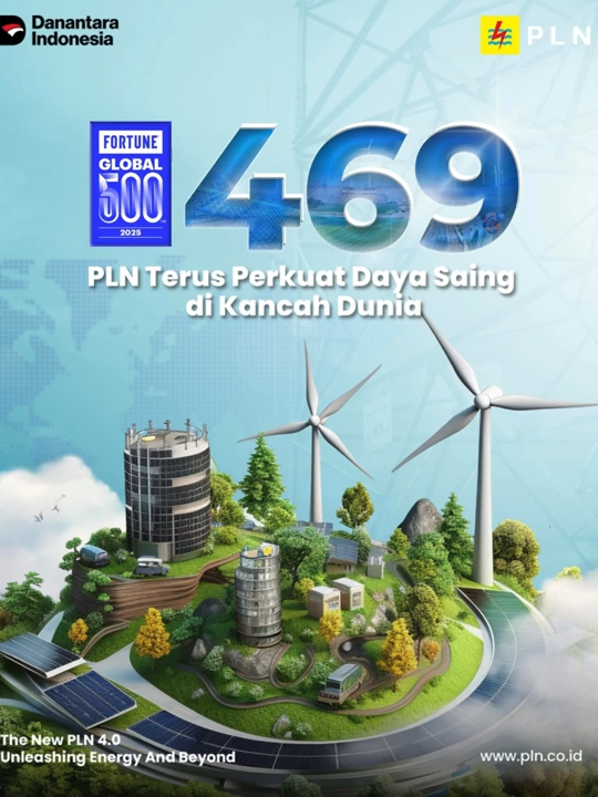 PLN kembali masuk ke dalam Fortune Global 500 tahun 2025, daftar bergengsi yang memuat perusahaan terbesar dunia berdasarkan pendapatan. Tahun 2024, PLN membukukan pendapatan Rp545 triliun, naik 11,9% dari tahun sebelumnya. Hal ini bukan hanya pencapaian finansial, tapi juga bukti nyata transformasi PLN menjadi perusahaan energi kelas dunia. #PLNFortuneGlobal500