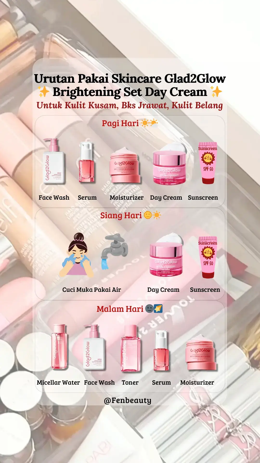 Beli Klik Disini👉🏻@fenbeauty👈🏻 #brighteningset #skincare #glad2glow #daycream #fyp 