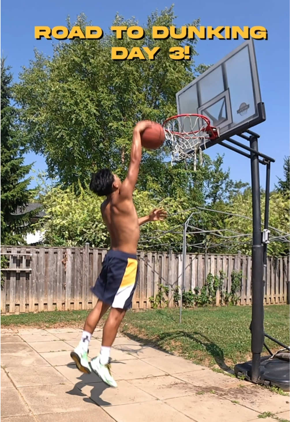 Road to Dunking – Day 3 🏀💥 Another step closer to throwing it down on 10 feet! Today was a lighter lift at the gym to keep my legs fresh, followed by an outdoor jump session. Focused on perfecting my penultimate step for more power and lift. Started with a 9.25 rim, moved up to 9.5… and finally managed to land a dunk at that height 🙌 Every rep, every jump, every workout is part of the grind. Consistency over everything. 💪 Vertical jump training ⚡ Plyometrics & explosive movement 🏀 Dunk progress series Follow for: 🔹 Dunk training updates 🔹 My journey to dunking like D Rose 🔹 Basketball workouts to increase bounce #RoadToDunking #Day3 #VerticalJump #DunkJourney #basketballtraining 