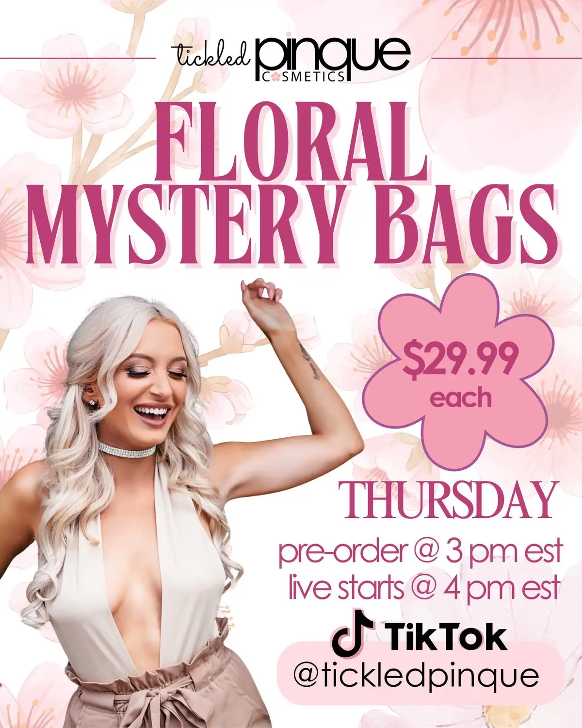 💐✨ FLORAL MYSTERY BAGS ARE COMING ✨💐 We’re blooming with excitement over this week’s theme 🌸🌿 3 dreamy categories to fall in love with: 🌹 Secret Garden 🧚‍♀️ Fairy Girl 🥛 Milk Bath 💅 SWATCH PARTY TONIGHT with Adrianna to unveil these gorgeous colors before Thursday’s big show 🎀✨ 📅 THURSDAY: 💌 Pre-order at 3 PM EST 🎥 Live at 4 PM EST 💖 $29.99 each These beauties are only here for a limited time (ONE DAY) bestie 💨 Set your alarm, manifest your colours, and be ready to bloom with us 🌸💖 #TickledPinqueMystery #FloralFantasy #NailBestiesUnite #bloomandslay 