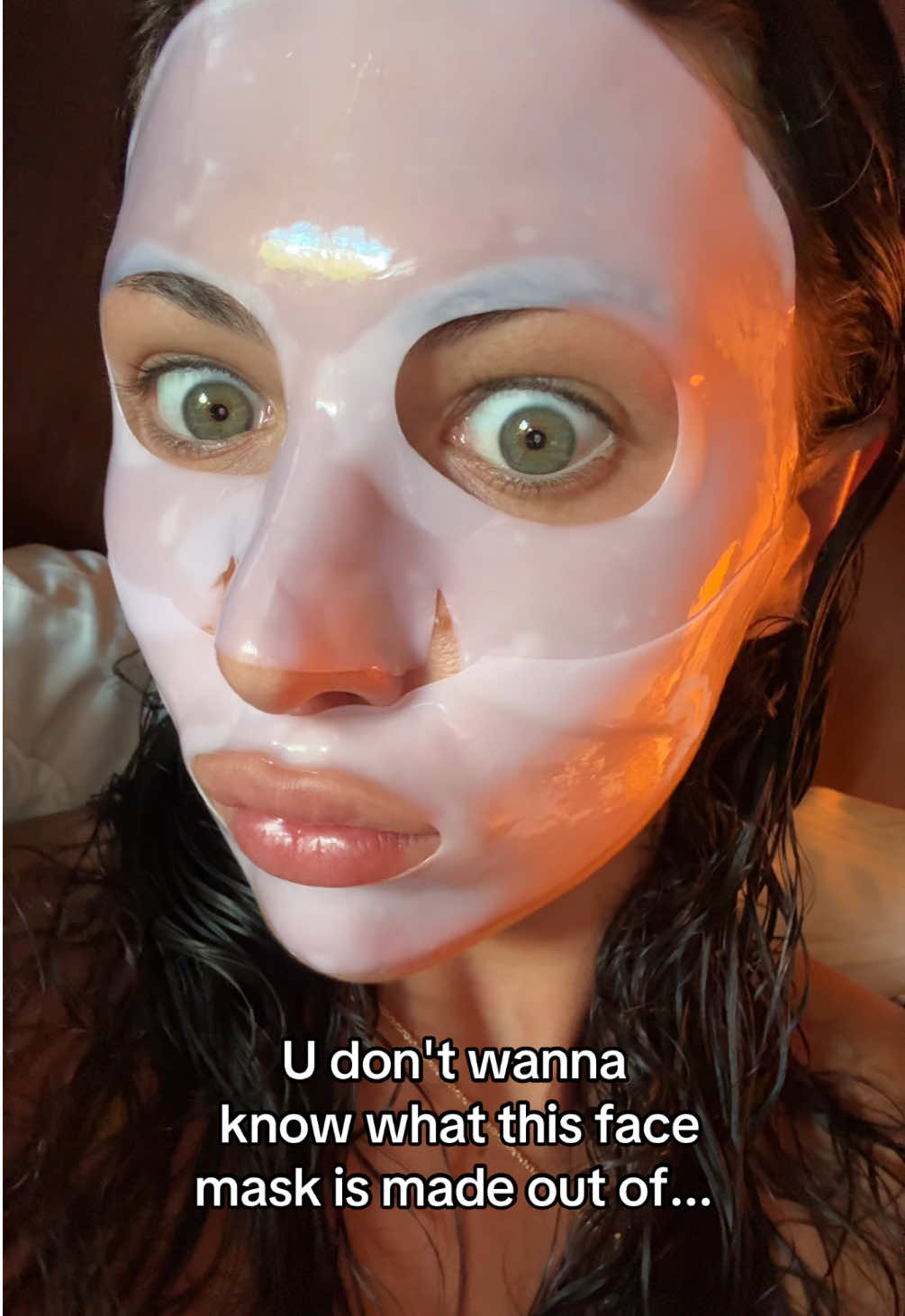 Makes my skin glowing, but also grosses me out at the same time 🥴 #fyp #medicubefacemask #tiktokshop ##salmonskin##viralfacemask