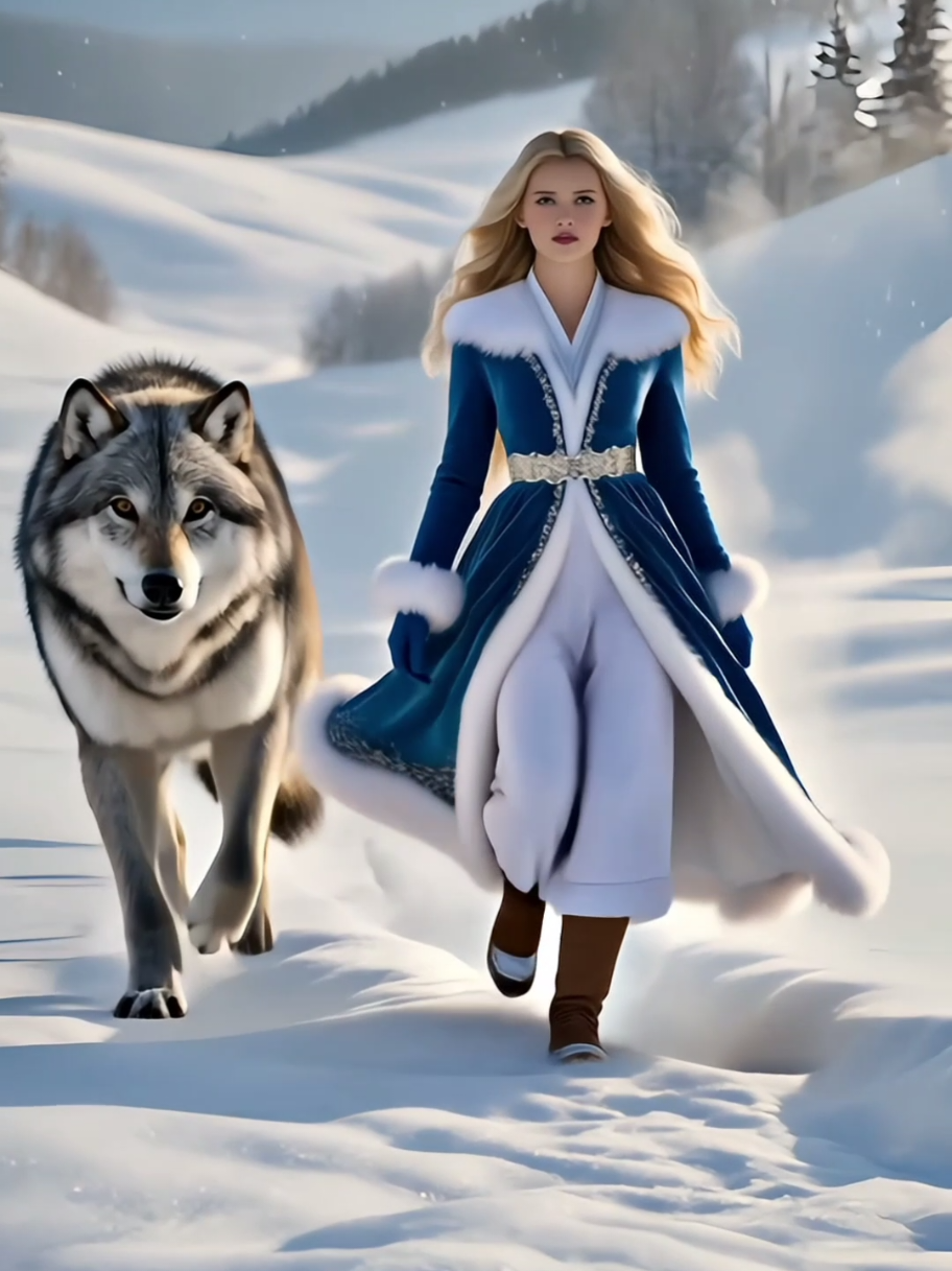 🌨️👣🐾 “Sendero de Invierno #wolf #nieve #animation #ai #ia 