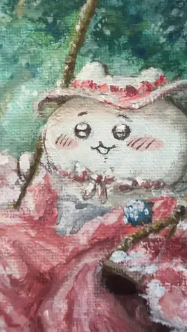 Chiikawa - The Swing (dramatic ahh video ver.) First gouache painting. Used Artist’s Loft Jelly Gouache. tags: #chiikawa #usagi #hachiwarechiikawa #rococo #painting