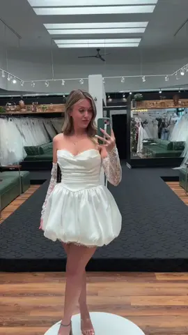 Our Shorties and Accessories Event is going strong! 💕  . There’s still time to save! For the remainder of August, you’re getting:  . 💰 10% off short wedding dresses! 💍 BOGO FREE on all bridal accessories! . Book today and snag these amazing savings!
