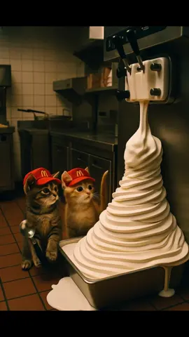 Ice cream overload! #McDonalds #cats #cattok #viralvideo #funnyvideo #ai #kittens #cattiktok