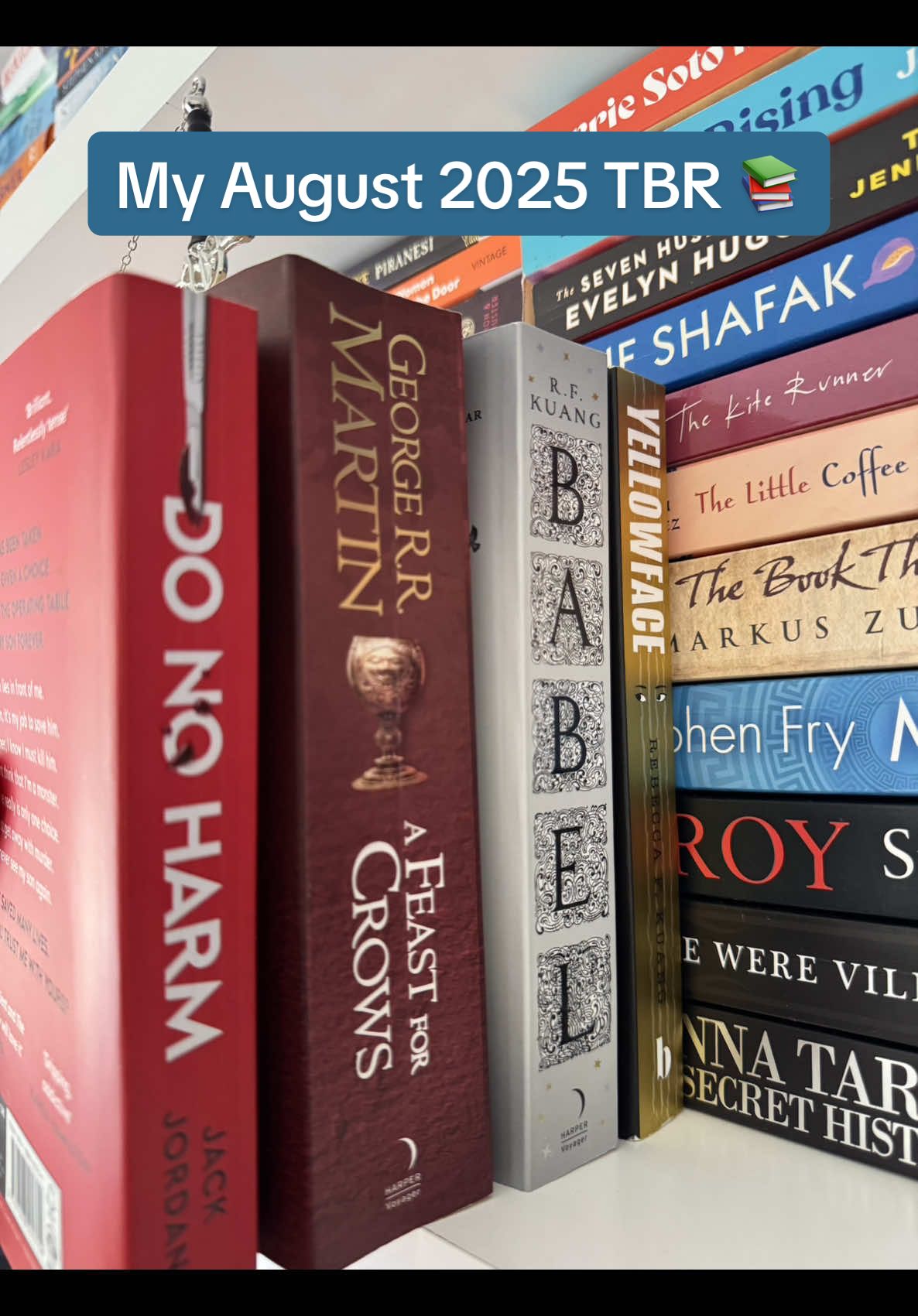 A very delayed August 2025 TBR, that has 4 books in total! Anyone looking for encouragement to start Babel, @Iria Rita 📖✨ & I will be buddy reading this month which you are welcome to join! 📚 #babel #yellowface #rfkuang #monthlytbr #buddyread 