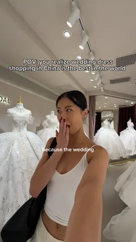 wedding dress shopping in China was the highlight of my year for real 💍 guys I was so worried I’d never find a dress  📍 HuQiu Bridal City in Suzhou China 🇨🇳  #china #chinatravel #weddingtiktok #bridetobe #bride #weddingdress 