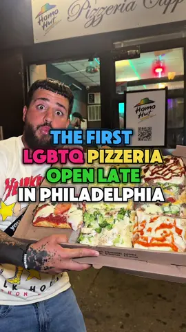 The First LGBTQ Pizzeria Open Late In Philadelphia 🍕 🏳️‍🌈  I found The First LGBTQ Pizzeria open until 4am and it’s Located in 📍 Center City, Philadelphia.  They Only serve slices 🍕. They are famous for the Mac and Cheese Square 🧀. Where should we go next ? 📍 @gaypizzaphilly #Philadelphia #Foodie #openlate #Pizzeria #pizza 