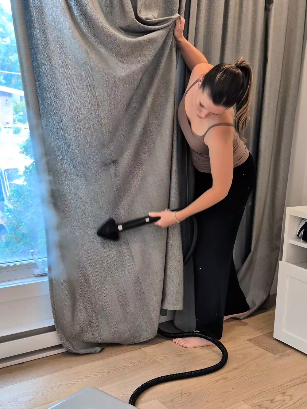 George really took his supervisor role at heart today… mostly by sitting on everything I tried to clean 😽🫧 hahaha 🖤  I'm using the @Dupray Neat plus, you can find everything is in my Amazon Stores, living room section! 🫶🏻 #asmrcleaning #asmr #steamcleaning #maincoon #cleaningwithgabie 