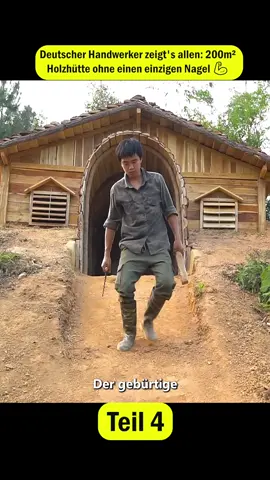 Deutscher Handwerker zeigt's allen: 200m² Holzhütte ohne einen einzigen Nagel 💪#bushcraft #Camping #building #foryou #Frankfurt 