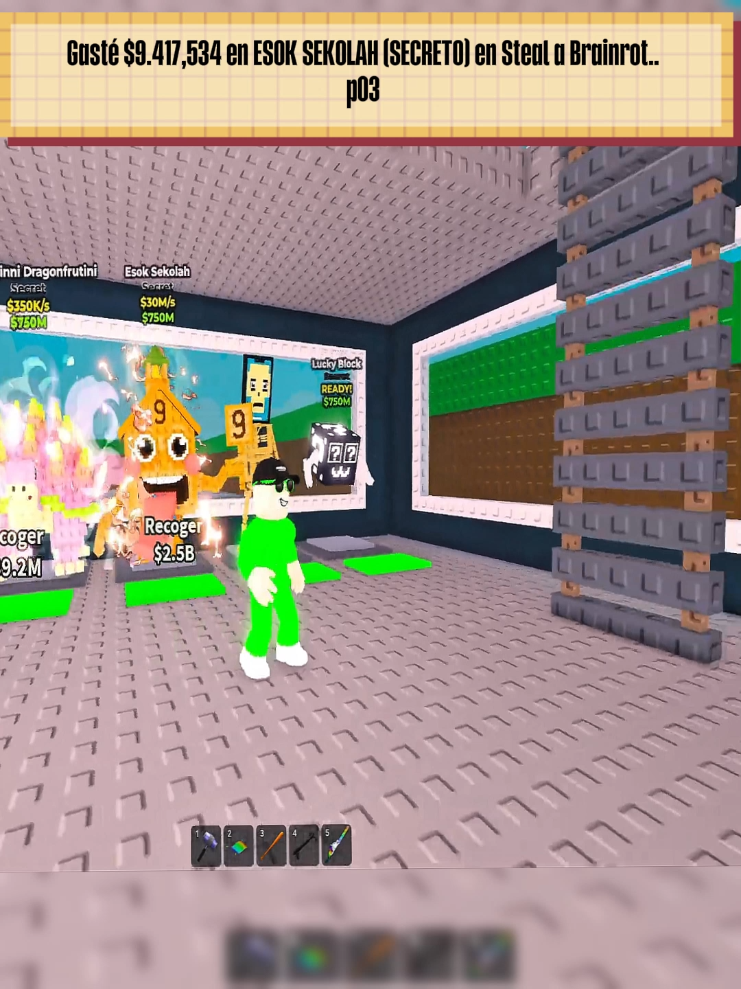 Gasté $9.417,534 en Esok Sekolah (secreto) en Steal a Brainrot — ¿Valió la pena? p03#robloxfyp #fyp #tiktokgaming #stealabrainrot #Brainrot