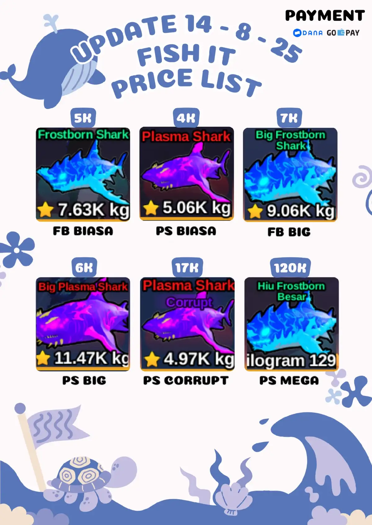 Maaf ada kenaikan harga karena update game yang membuat player susah dptkan hiu kawah #fishit #roblox