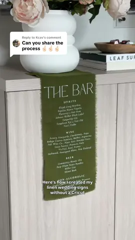 Replying to @Kcav  Wedding linen signs without a Cricut! Sign stands: doll clothing racks from Temu Fabric: linen from Amazon (linked in my bio) Signs printed at @Ninja Transfers DTF transfer sheets Signage designed in @Canva  Fonts: Lovely May and Cormorant Garamond lmk if y’all have any other questions! #2025bride #DIYbride #DIYwedding 
