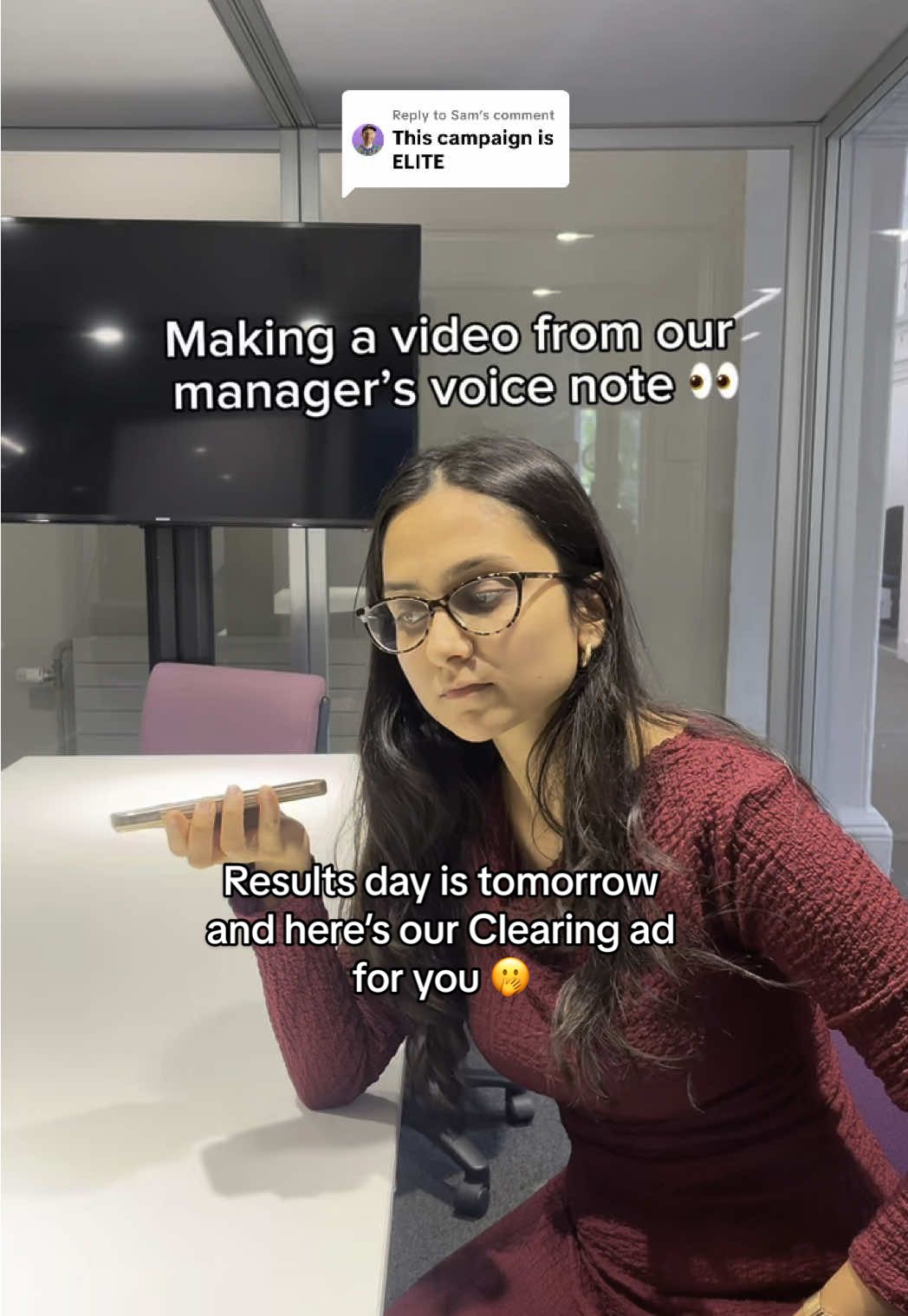 Replying to @Sam   Following our manager's voice note be like 🫡 📣 Clearing is open and tomorrow, so could your options. No matter what results you get, we've got you.  If your plans have changed or you’re exploring new options, you can speak to our friendly clearing team who are there to support you. 📞 Call us on 0208 331 9000 💬 Chat to us live via gre.ac.uk 🔗 There's still time to sign up to Priority Clearing! Beat the queues on results day via link in bio. #greenwichuniversity #alevels #resultsday #clearing 