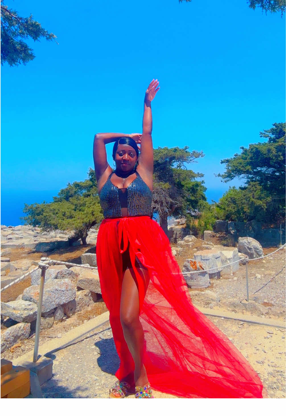 If you’re visiting Santorini…take a trip up the mountain to Ancient Thera ⛰️ Breathtaking views from the top 🥰😍 #foryou #traveltiktok #greece #santorini #mountains 