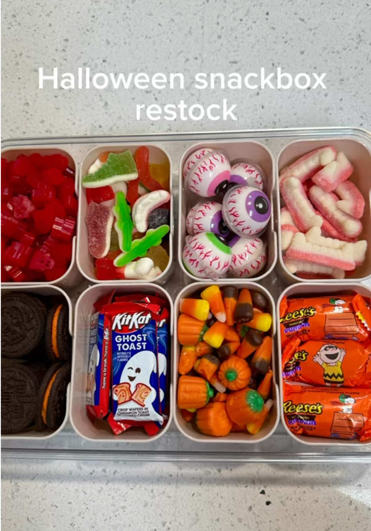 Halloween snackbox restock! The spookiest (and tastiest) restock yet👻 Follow for more Halloween fun! #asmrsounds #asmrvideo #satisfyingvideo #restock #snackbox 