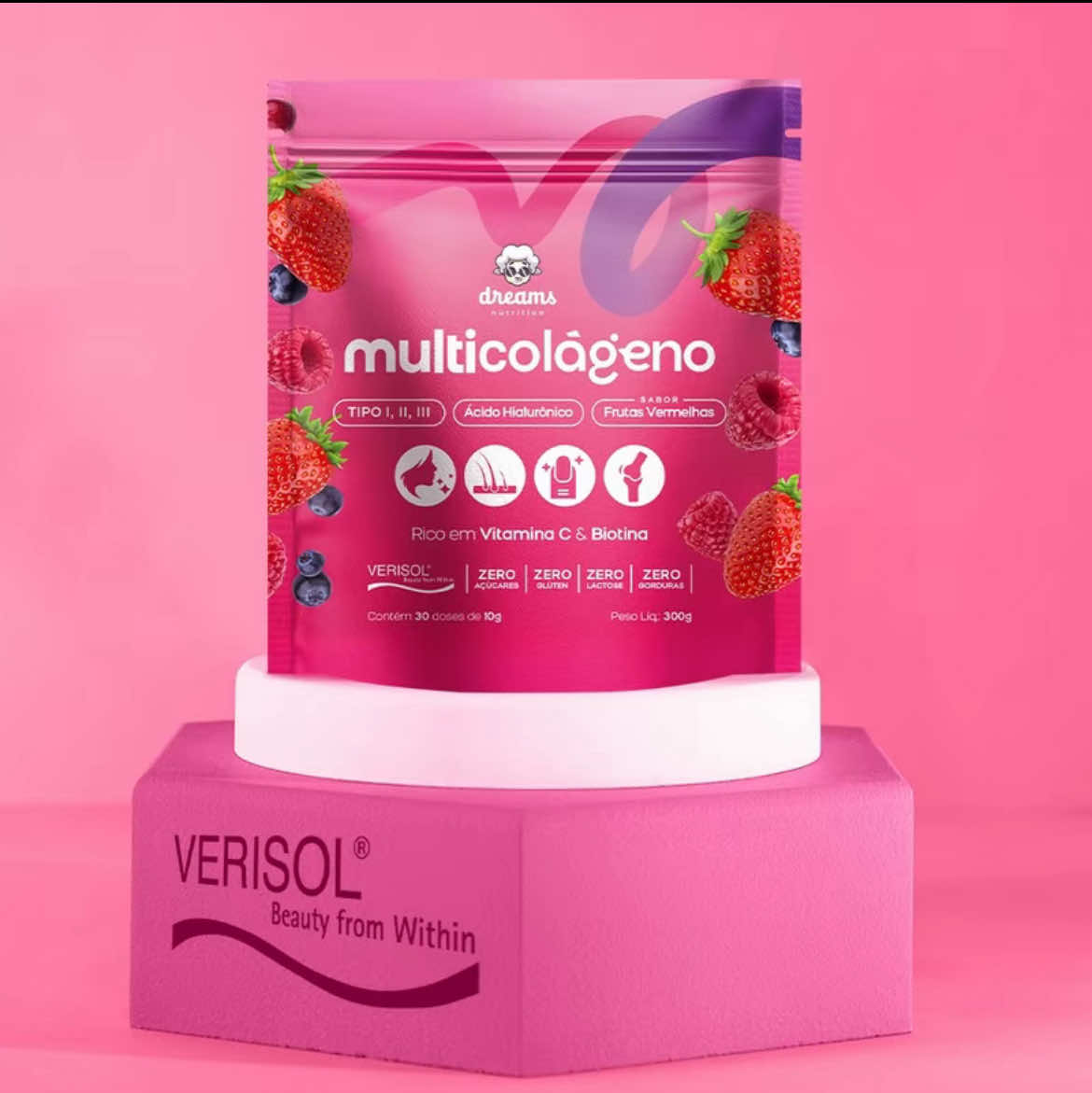 ✨ Mais do que colágeno, um tratamento de dentro para fora! O Multicolágeno combina os tipos I, II e III com Ácido Hialurônico, Biotina e Vitamina C para: ✅ Reduzir rugas e linhas de expressão em até 3 semanas ✅ Deixar pele firme e hidratada ✅ Fortalecer unhas e dar brilho ao cabelo ✅ Combater queda e dar volume aos fios 🍓 Sabor frutas vermelhas • Zero açúcares • Zero lactose • Zero glúten 🚚 Frete grátis por tempo limitado! 💳 Em até 4x sem juros 📦 Garanta o seu e sinta a diferença! #verisol #dreams #colageno #belezafeminina #tiktokshop 