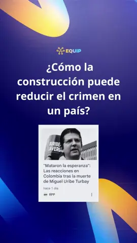 📌¿Cómo puede la construcción reducir el crimen en un país? En mi reciente visita a #Colombia, coincidí con un momento que conmocionó al país: el @ses\nato del candidato a la presidencia #MiguelUribe. En ese contexto, el alcalde de #Medellín, @Fico Gutiérrez , recordó cómo, Medellín fue una de las ciudades más peligrosas del mundo y hoy día es mucho más segura que antes, y parte de esto es gracias a los proyectos de infraestructura, siendo claves para revertir la violencia. Proyectos de viviendas sostenibles, colegios y generación de empleo transformaron vidas, ofreciendo oportunidades reales y cambiando el rumbo de comunidades enteras. 🏘️ En @EQUIP creemos en ese mismo poder: optimizar y mejorar procesos con #tecnología e  para que la  y la  también transformen la realidad de nuestro #perú 🇵🇪🚀                   