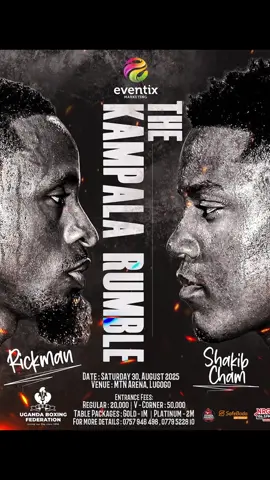 This one is for the books😮‍💨🥊, The Kampala Rumble 🙌🏼, Who’s your money on @Rickman Manrick or @Shakib Cham ? 📍 MTN Arena, Lugogo | 30th Aug #NRGRadioUG #TheKampalaRumble @Sting Uganda @Uganda Boxing Federa  