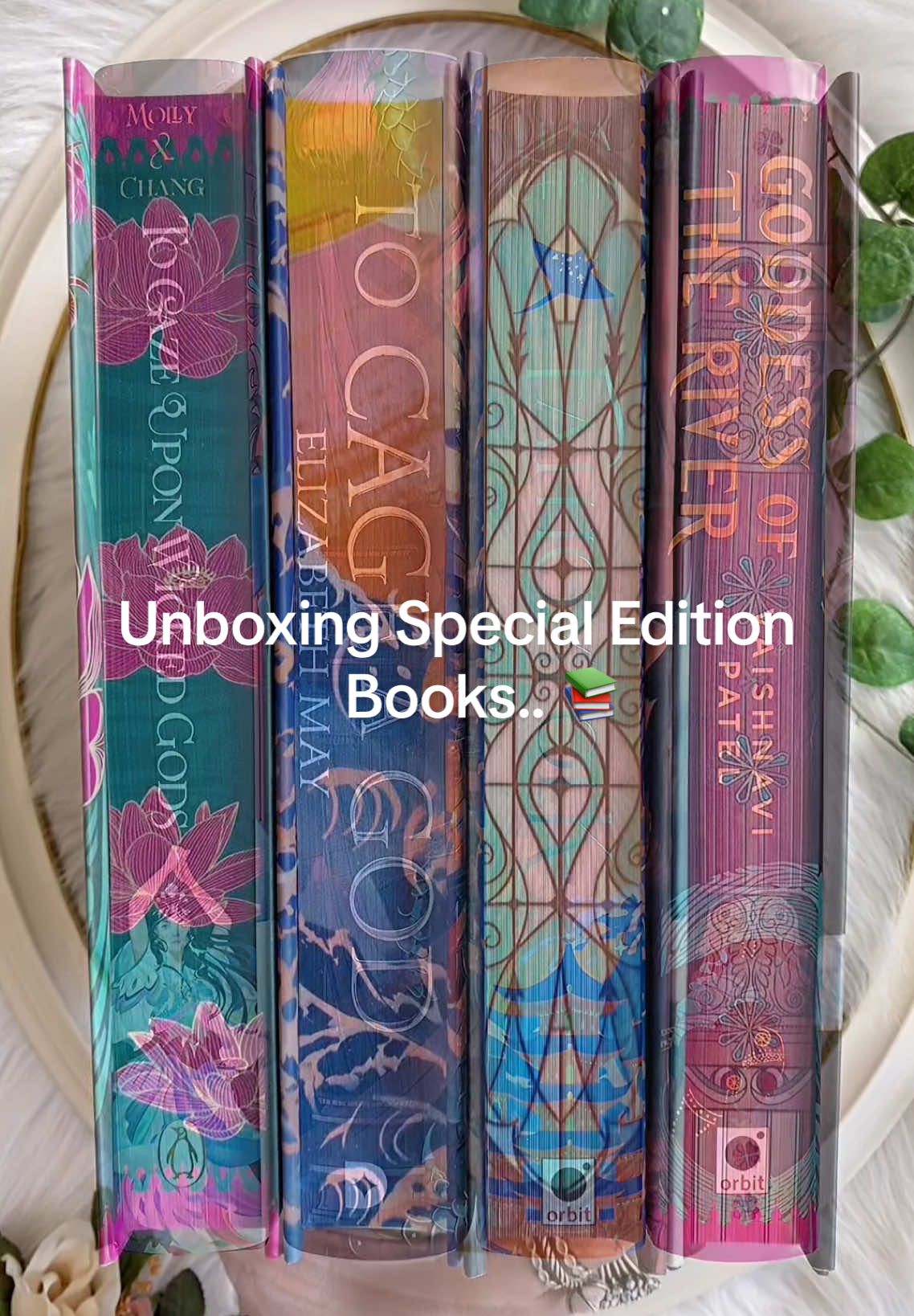 🎁 I am new to #BookTok and have no book subscription yet. I only found out about these beautiful books from so many videos I see here and reviews I read on bookreads. I am glad to stumble upon a collector who are letting go of so many books and I have carefully chosen these 4 books as I am interested with their description especially since I am Asian and grew up with Half Chinese Cousins and so many Indian neighbors.  Books in this video by @Illumicrate ✨  📖To Cage a God - Elizabeth May (Feb2024) 📖Fathomfolk - Eliza Chan (March2024) 📖To Gaze Upon Wicked Gods -  @Molly X. Chang (April 2024)  📖Goddess of the River - Vaishnavi Patel (May 2024)  All are added to my #tbr #bookcollection #bookhaul #specialeditionbooks 
