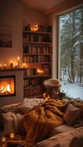 Cozy Winter Cabin Ambience with Crackling Fireplace and Snowfall Sounds ✨🧡🍪🥰🔥 #fireplace #ambience #winter #cracklingfireplace #christmas