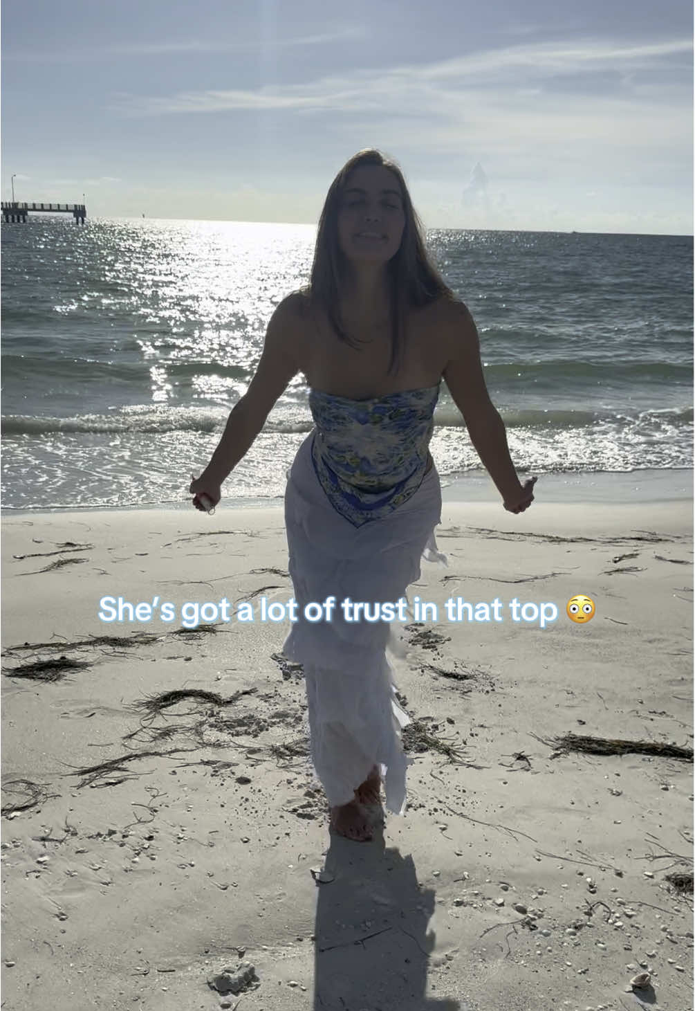 I can now wear scarf tops with no accidental flashing or constant fidgeting 🙂‍↕️ @Snowy Care #beachgirl #scarftop 
