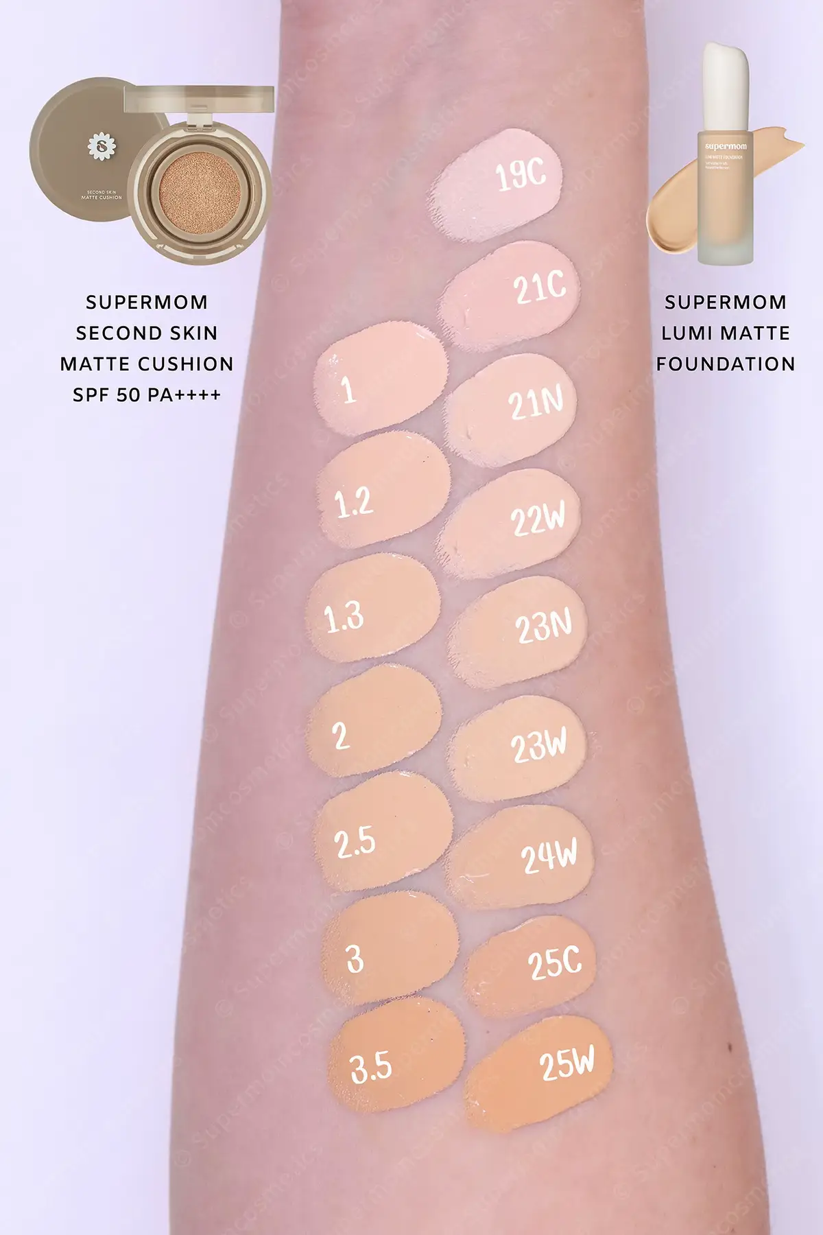 เทียบสีรองพื้นsupermom กับ คุชชั่น supermom  #supermomcosmetics  #supermomfoundation #รองพื้นผิวสวย