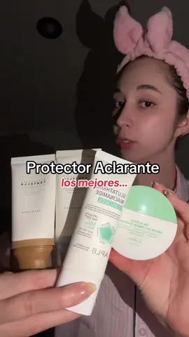 Los mejores protectores solares Aclarantes💝 #skincare #koreanskincare #aclararlapiel #skincarecoreano #protectorsolar 