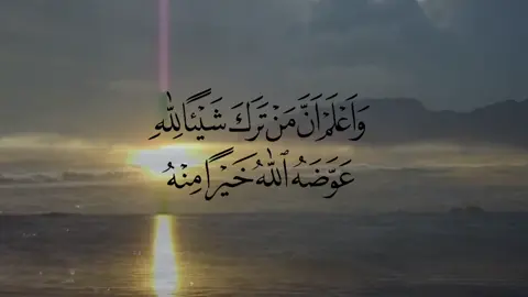 – (من ترك شيئًا لله عوّضه الله خيرًا منه) ثق بذلك كثيرًا كثيرًا كثيرًا.. و العِوَض من الله لا تحصره العقول ولا تُدركه الألبَاب! مهما تأخر العوض، فاعلم أن لله في ذلك حكمةٌ، وهي خَيْرٌ لك . #explore #foryou #سُمو #4u #قران 