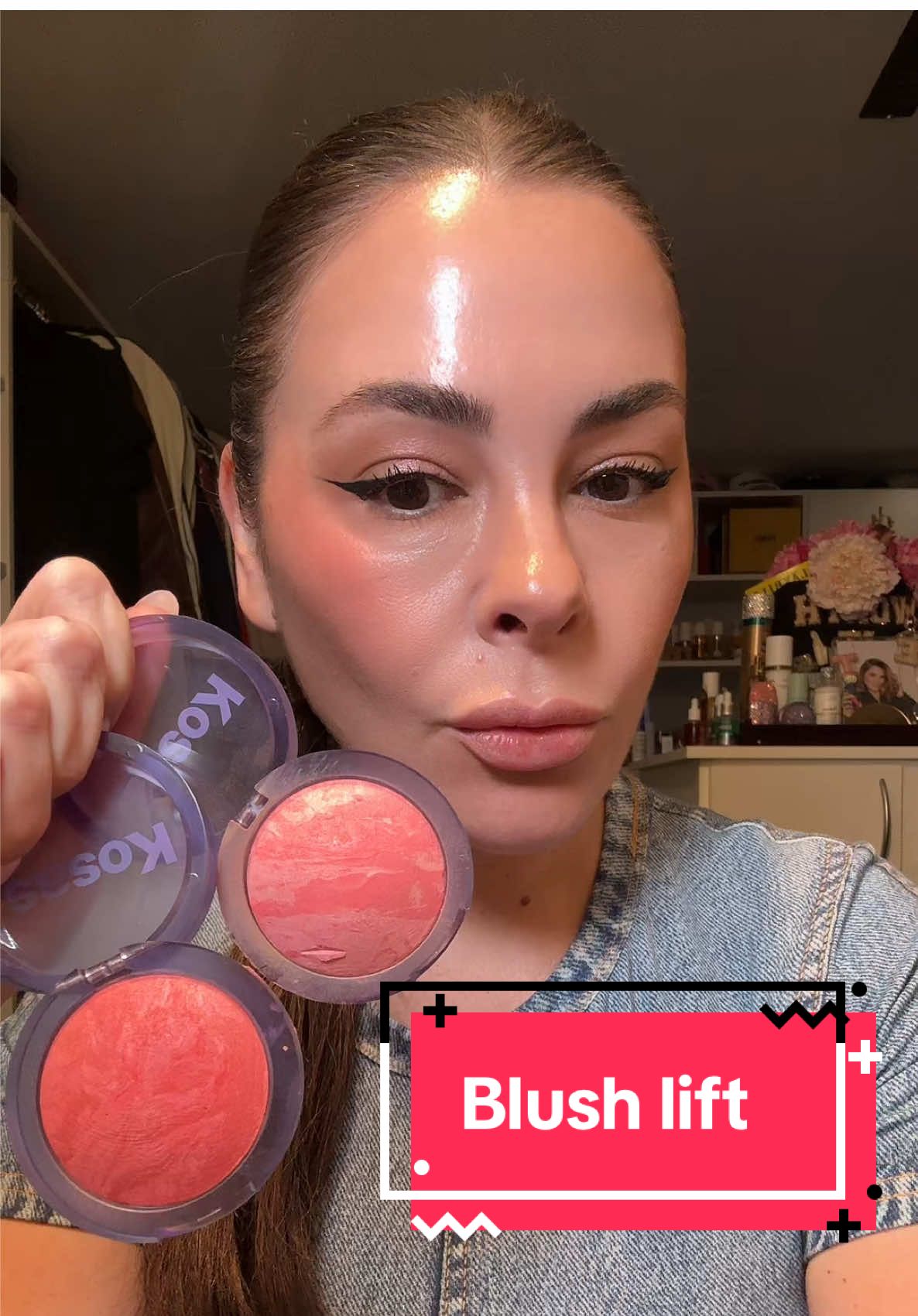 Today we learn a blush lift with my fave @Kosas blush is life in blissed lighter tone and thrill deeper to create lift without contour #blush #blushhack #blushtrend #makeup #makeupover40 